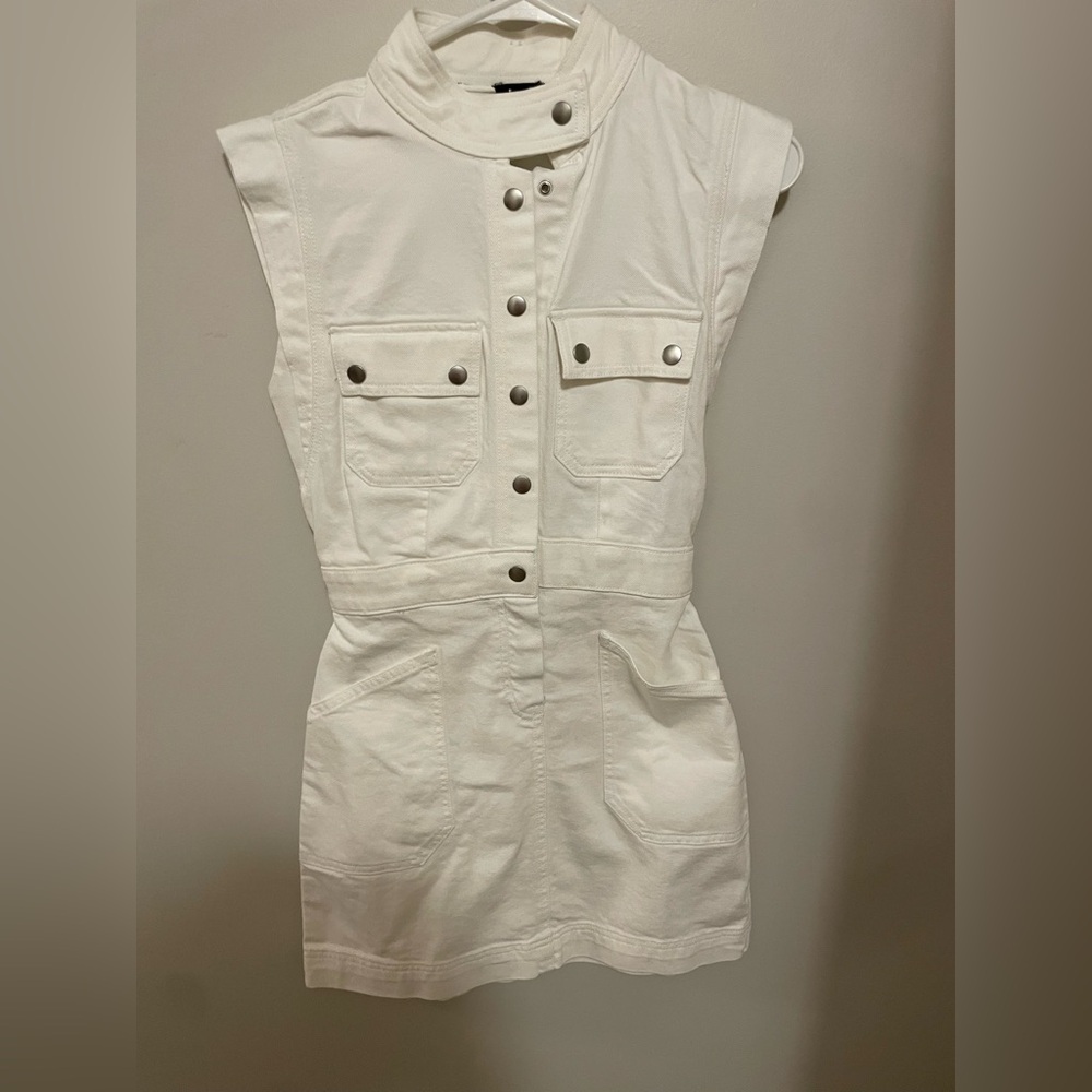 Cute Express denim white snap dress